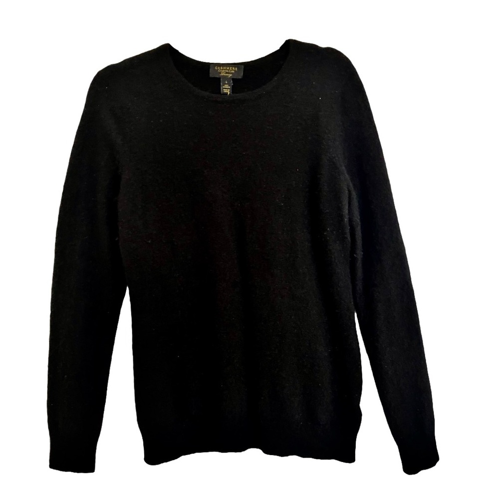 Charter Club Black Crewneck Sweater Classic Knit Design